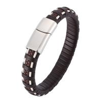 Edelstahl Schmuck Armband, mit PU Leder, Modeschmuck & unisex & verschiedene Größen vorhanden, 12mm, verkauft von PC