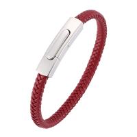Stainless Steel Jewelry Bracelet with PU Leather fashion jewelry & Unisex 6mm Sold By PC