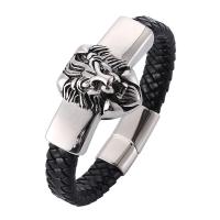 Stainless Steel Jewelry Bracelet, with PU Leather, fashion jewelry & Unisex & different size for choice, 12mm, Sold By PC