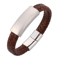 Bijoux bracelet en acier inoxydable, avec cuir PU, bijoux de mode & unisexe & normes différentes pour le choix, 12mm, Vendu par PC