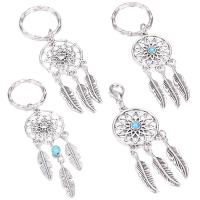 Zinc Alloy Key Clasp with turquoise Dream Catcher silver color plated durable nickel lead & cadmium free Sold By Lot