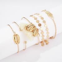 Zinc Alloy Bracelet Set cuff bangle & bracelet with Cotton Thread plated 6 pieces & for woman golden nickel lead & cadmium free Sold By Set