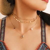 Zinc Alloy Jewelry Necklace with Plastic Pearl plated three layers & fashion jewelry & for woman golden Sold By Strand
