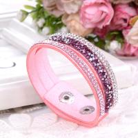 PU Leather Cord Bracelets with Velveteen plated for woman & with rhinestone 205*20mm Sold By Strand