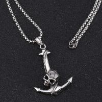 Stainless Steel Jewelry Necklace with Titanium Steel Anchor fashion jewelry & for man & with rhinestone Sold By PC