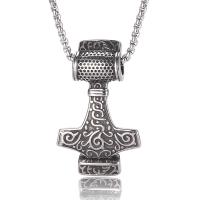Stainless Steel Jewelry Necklace, Hammer of Thor, fashion jewelry & for man, silver color, Sold By PC