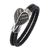 Stainless Steel Jewelry Bracelet, with Leather, fashion jewelry & Unisex & different size for choice, Sold By PC