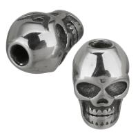 Esferas de aço inoxidável, Crânio, cor original, 7.50x11.50x8.50mm, Buraco:Aprox 2.5mm, 20PCs/Lot, vendido por Lot