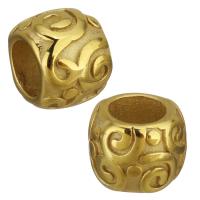 Stainless Steel European Beads, gold color plated, 9.50x7.50x9.50mm, Hole:Approx 5.5mm, 20PCs/Lot, Sold By Lot