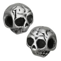 Esferas de aço inoxidável, Crânio, cor original, 11x13x10mm, Buraco:Aprox 4mm, 20PCs/Lot, vendido por Lot