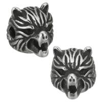 Stainless Steel Beads, Wolf, vintage, original color, 11x11x14.50mm, Hole:Approx 2.5mm, 20PCs/Lot, Sold By Lot