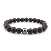 Abrazine Stone Bracelet, Round, fashion jewelry & Unisex, black, 8mm, Length:Approx 7-9 Inch, 5Strands/Lot, Sold By Lot