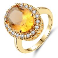 Circón cúbico anillo de latón, metal, chapado en color dorado, diverso tamaño para la opción & para mujer & con circonia cúbica, libre de níquel, plomo & cadmio, 15x18mm, Vendido por UD