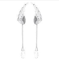 Tibetan Style Drop Earrings, with Crystal, silver color plated, for woman & with rhinestone, nickel, lead & cadmium free, 37x62mm, 6Pairs/Lot, Sold By Lot