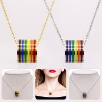 Stainless Steel Jewelry Necklace, with 1.96lnch extender chain, plated, Unisex & oval chain & enamel, more colors for choice, Sold Per Approx 16.5 Inch Strand