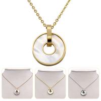 Stainless Steel Jewelry Necklace, with White Shell, with 1.96lnch extender chain, plated, oval chain & for woman, more colors for choice, Sold Per Approx 15.7 Inch Strand