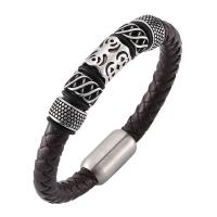 Stainless Steel Jewelry Bracelet with Leather fashion jewelry & Unisex 8mm Sold By PC