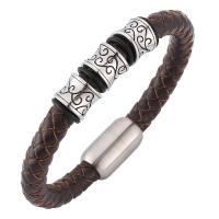 Bijoux bracelet en acier inoxydable, avec cuir PU, bijoux de mode & unisexe & normes différentes pour le choix, 8mm, Vendu par PC