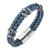 Bijoux bracelet en acier inoxydable, avec Cuir, Double couche & bijoux de mode & unisexe & normes différentes pour le choix, 6mmx2, Vendu par PC