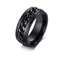 Inox ljudi prst prsten, Nehrđajući čelik, pozlaćen, modni nakit & različite veličine za izbor & za čovjeka, crn, 8x2mm, Veličina:7-12, Prodano By PC