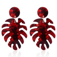 Acetate Drop Earring Leaf plated fashion jewelry & for woman nickel lead & cadmium free Sold By Pair