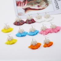 Zinc Alloy Tassel Earring with Plastic Pearl plated for woman & with rhinestone nickel lead & cadmium free Sold By Pair