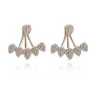 Zinc Alloy Split Earring gold color plated for woman & with rhinestone nickel lead & cadmium free Sold By Lot