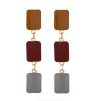 Zinc Alloy Drop Earrings Rectangle gold color plated for woman & enamel nickel lead & cadmium free Sold By Lot