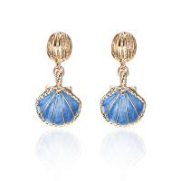 Zinc Alloy Drop Earrings Shell gold color plated for woman & enamel nickel lead & cadmium free Sold By Lot