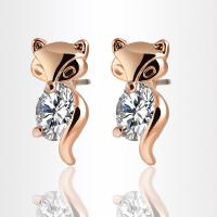 Zinc Alloy Stud Earring Fox plated for woman & with cubic zirconia nickel lead & cadmium free Sold By Pair