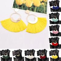 Tibetan Style Tassel Earring, with Nylon, plated, fashion jewelry & for woman, more colors for choice, nickel, lead & cadmium free, 95x40mm, Sold By Pair