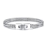Stainless Steel Jewelry Bracelet, plated, fashion jewelry & for man, silver color, 21cm, Sold By Strand