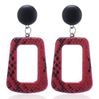 PU Leather Drop Earring with Zinc Alloy plated fashion jewelry & for woman Sold By Pair