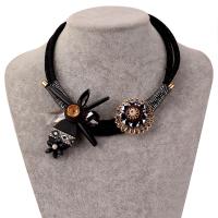 Zinklegierung Schmuck Halskette, mit Baumwolle Schnur & Harz & Acryl, plattiert, für Frau, schwarz, frei von Nickel, Blei & Kadmium, verkauft von Strang
