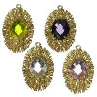 Brass Jewelry Pendants, with Glass, DIY, more colors for choice, nickel, lead & cadmium free, 15x24.50x4.50mm, Hole:Approx 1.5mm, 20PCs/Lot, Sold By Lot