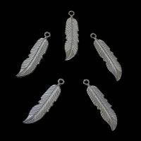 Tibetan Style Feather Pendants, antique silver color plated, nickel, lead & cadmium free, 10x41mm, Hole:Approx 2mm, 10PCs/Bag, Sold By Bag