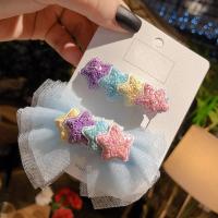 Cloth Children Hair Accessories, with Gauze, Girl & fashion jewelry, more colors for choice, 55mm, 5Sets/Lot, Sold By Lot