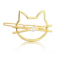 Hair Clip Zinc Alloy with ABS Plastic Pearl Cat plated for woman & hollow nickel lead & cadmium free Sold By Lot