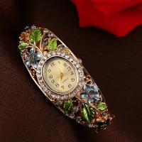 Bangle Watch, Tibetan Style, with Glass, plated, fashion jewelry & for woman & enamel & with rhinestone, more colors for choice, nickel, lead & cadmium free, 17x20mm, Length:Approx 7.08 Inch, Sold By PC
