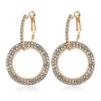 Zinc Alloy Hoop Earring plated fashion jewelry & for woman & with rhinestone nickel lead & cadmium free Sold By Pair