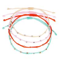 Waxed Nylon Cord Anklet, Adjustable & for woman, more colors for choice, nickel, lead & cadmium free, 350mm, Sold By PC
