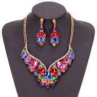 Tibetan Style Jewelry Sets, earring & necklace, with Crystal & Acrylic, plated, fashion jewelry & for woman, more colors for choice, Sold By Set