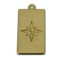 Brass Jewelry Pendants, Rectangle, golden, nickel, lead & cadmium free, 9x18x1mm, Hole:Approx 1mm, 20PCs/Lot, Sold By Lot
