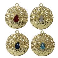Hollow Brass Pendants, with Glass, more colors for choice, nickel, lead & cadmium free, 18.50x21x3mm, Hole:Approx 1.5mm, 100PCs/Lot, Sold By Lot