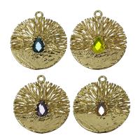 Hollow Brass Pendants, with Glass, more colors for choice, nickel, lead & cadmium free, 18.50x21x2.50mm, Hole:Approx 1.5mm, 20PCs/Lot, Sold By Lot