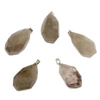 Smoky Quartz Pendant with Brass platinum color plated - Approx Sold By PC