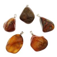 Agate Jewelry Pendants with Brass platinum color plated - Approx Sold By PC