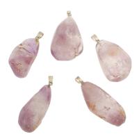 Amethyst Pendant, with Brass, gold color plated, 48x29x16mm-44x20x19mm, Hole:Approx 4x6mm, Sold By PC