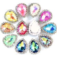 Crystal Findings, with Brass, Teardrop, platinum color plated, DIY, more colors for choice, 18x13mm, 20PCs/Bag, Sold By Bag