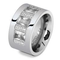 Titanium Steel Finger Ring plated & micro pave cubic zirconia & for couple 12mm 3mm US Ring Sold By PC